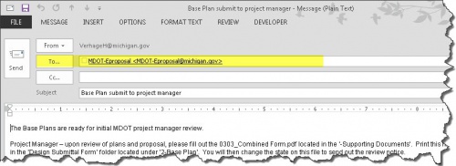 Base Plan Submit to Project Manager Email